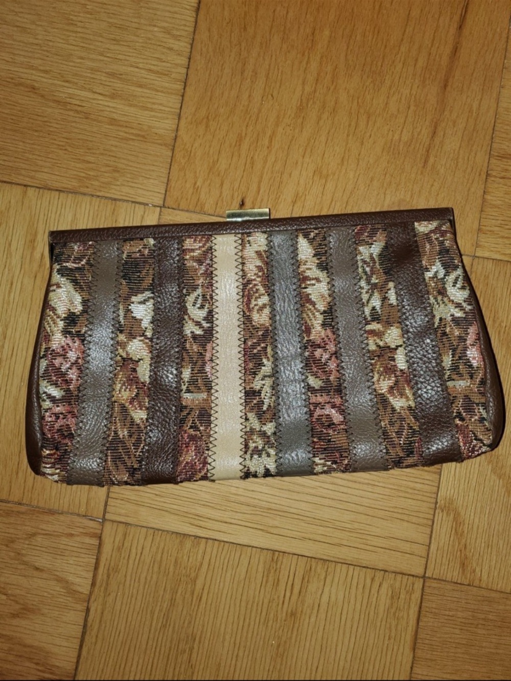 Brown Multi-Stripe Women's Clutch